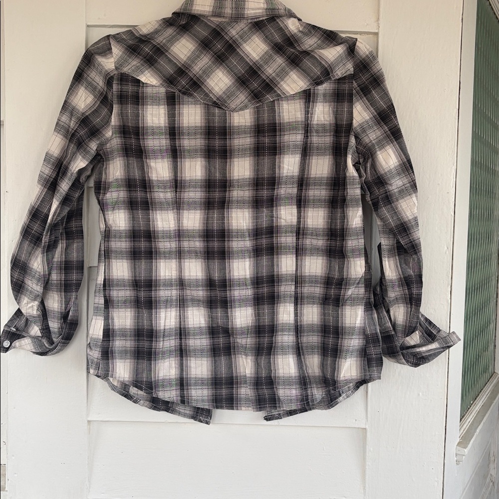 Mudd Black and White Plaid Button-Down Shirt - Picture 3 of 3